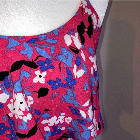 Elle Sundress Large Pink Purple Floral Print Ruffled Cute Casual Dress Summer - Picture 4 of 15